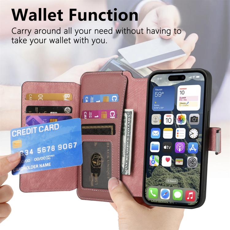 For iPhone 16 Plus CaseNeo MagSafe RFID Anti-theft Zipper Wallet Retro Leather Phone Case(Pink) - iPhone 16 Plus Cases by CaseNeo | Online Shopping UK | buy2fix