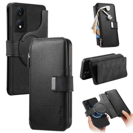 For Honor X7b CaseNeo MagSafe RFID Anti-theft Zipper Wallet Retro Leather Phone Case(Black)