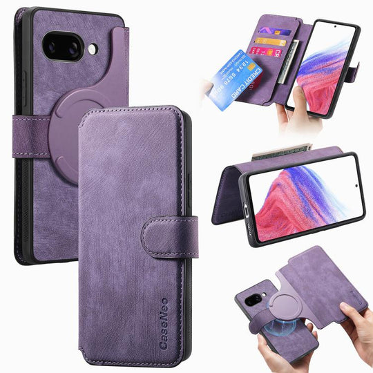 For Google Pixel 9a CaseNeo MagSafe RFID Anti-theft Retro Leather Phone Case(Purple)