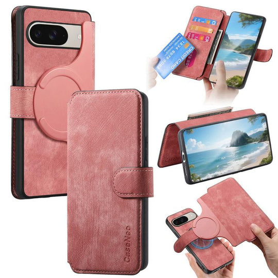 For Google Pixel 10 / 10 Pro / 9 / 9 Pro CaseNeo MagSafe RFID Anti-theft Retro Leather Phone Case(Pink)