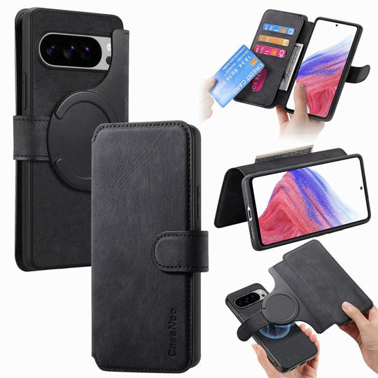 For Google Pixel 10 Pro XL / 9 Pro XL CaseNeo MagSafe RFID Anti-theft Retro Leather Phone Case(Black)