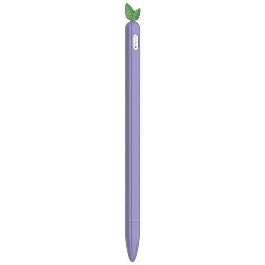 For Apple Pencil 2 Contrasting Color Mint Leaf Silicone Non-slip Protective Cover(Purple) - Pencil Accessories by buy2fix | Online Shopping UK | buy2fix