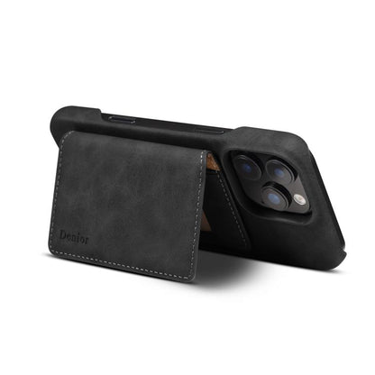 For iPhone 16 Pro Denior D27 Retro Texture RFID MagSafe Photo Frame Card-slot Phone Case(Black) - iPhone 16 Pro Cases by Denior | Online Shopping UK | buy2fix