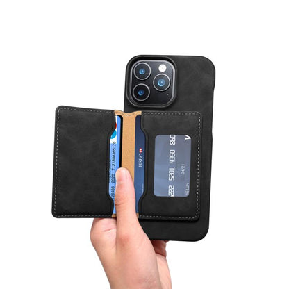 For iPhone 16 Pro Denior D27 Retro Texture RFID MagSafe Photo Frame Card-slot Phone Case(Black) - iPhone 16 Pro Cases by Denior | Online Shopping UK | buy2fix