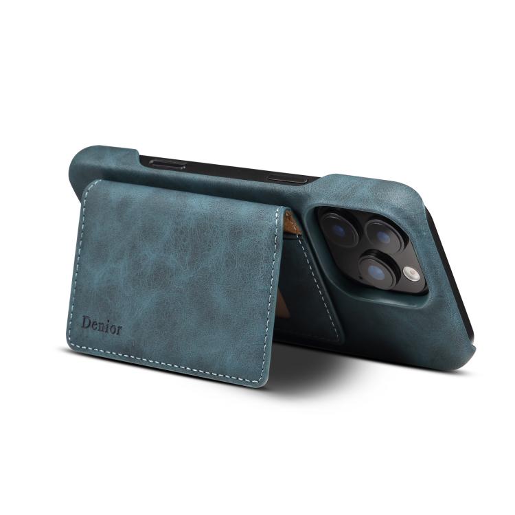 For iPhone 16 Pro Denior D27 Retro Texture RFID MagSafe Photo Frame Card-slot Phone Case(Blue) - iPhone 16 Pro Cases by Denior | Online Shopping UK | buy2fix