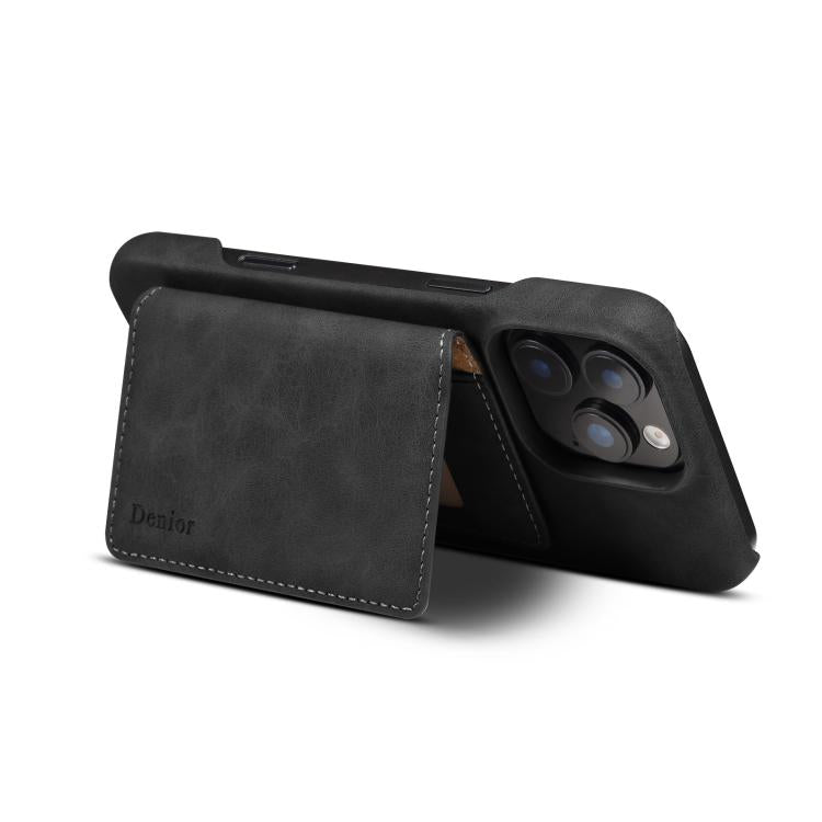 For iPhone 16 Pro Max Denior D27 Retro Texture RFID MagSafe Photo Frame Card-slot Phone Case(Black) - iPhone 16 Pro Max Cases by Denior | Online Shopping UK | buy2fix
