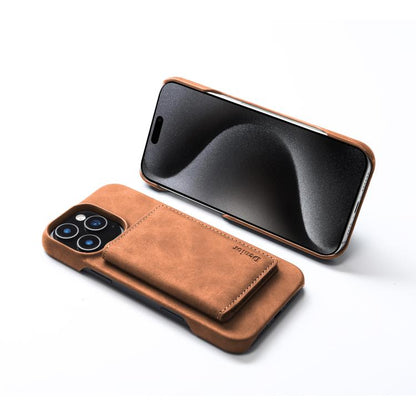 For iPhone 16 Pro Max Denior D27 Retro Texture RFID MagSafe Photo Frame Card-slot Phone Case(Brown) - iPhone 16 Pro Max Cases by Denior | Online Shopping UK | buy2fix