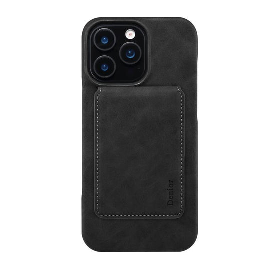 For iPhone 16 Plus Denior D28 Retro Texture RFID MagSafe Vertical Flip Card-slot Phone Case(Black) - iPhone 16 Plus Cases by Denior | Online Shopping UK | buy2fix