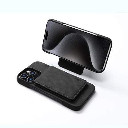 For iPhone 16 Plus Denior D28 Retro Texture RFID MagSafe Vertical Flip Card-slot Phone Case(Black) - iPhone 16 Plus Cases by Denior | Online Shopping UK | buy2fix