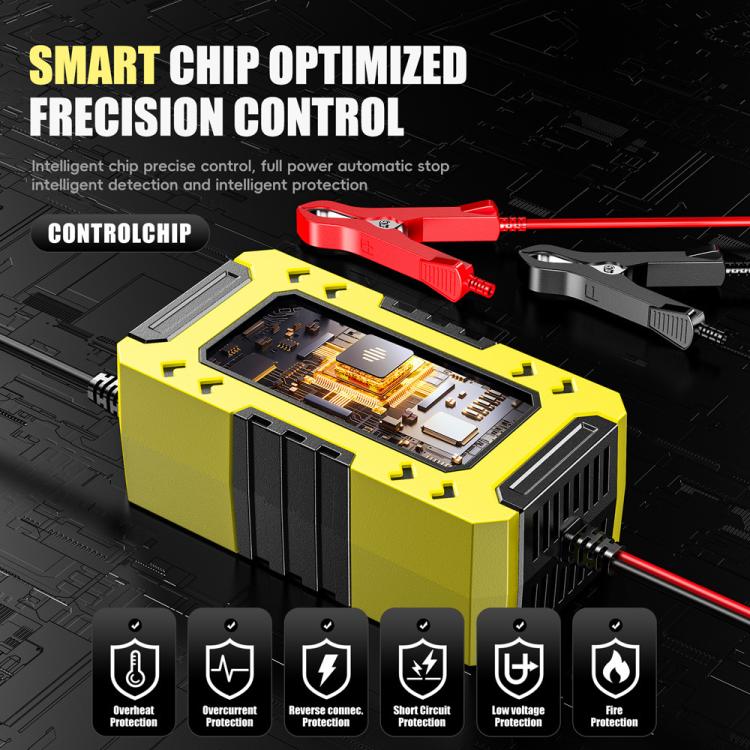 FOXSUR FBC1206F 12V 6A Car Motorcycle Battery Charger Smart Repair Multi-function Charger, US Plug(Yellow) - Battery Charger by FOXSUR | Online Shopping UK | buy2fix