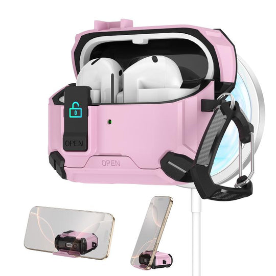 For Samsung Galaxy Buds 3 / 3 Pro Two Color Magnetic Holder Earphone Case(Black Pink)