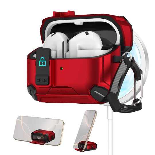 For Samsung Galaxy Buds 3 / 3 Pro Two Color Magnetic Holder Earphone Case(Black Red)