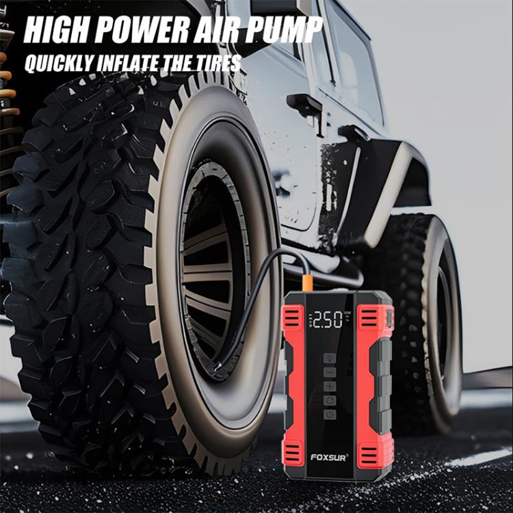 FOXSUR Car Emergency Starter Power Supply Multi-function Portable Car Air Pump(Red) - Power Bank by FOXSUR | Online Shopping UK | buy2fix