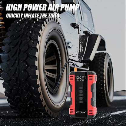 FOXSUR Car Emergency Starter Power Supply Multi-function Portable Car Air Pump(Red) - Power Bank by FOXSUR | Online Shopping UK | buy2fix