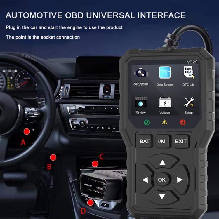 FOXSUR V529 OBD2 Car Engine Fault Code Reader Diagnostic Instrument(Black) - Code Readers & Scan Tools by FOXSUR | Online Shopping UK | buy2fix