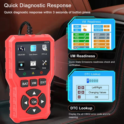 FOXSUR V529 OBD2 Car Engine Fault Code Reader Diagnostic Instrument(Red) - Code Readers & Scan Tools by FOXSUR | Online Shopping UK | buy2fix