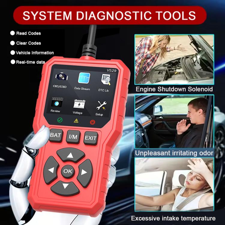 FOXSUR V529 OBD2 Car Engine Fault Code Reader Diagnostic Instrument(Red) - Code Readers & Scan Tools by FOXSUR | Online Shopping UK | buy2fix