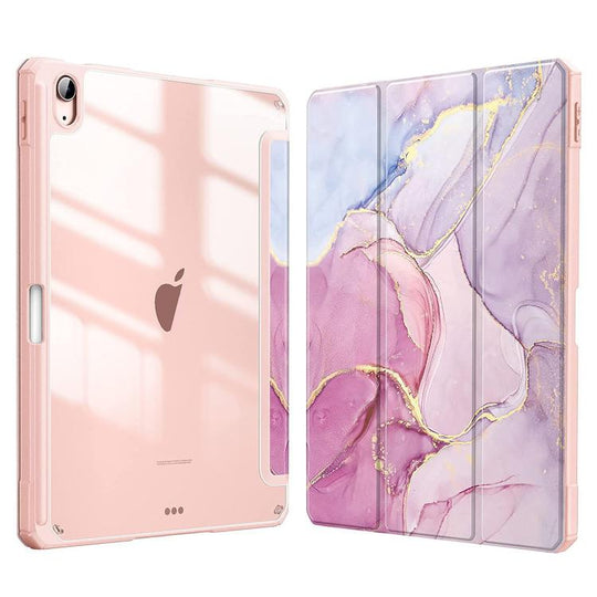 For iPad 2025 / 2022 Marble Pattern Crystal Acrylic Smart Tablet Leather Case with Pen Slot(Pink)