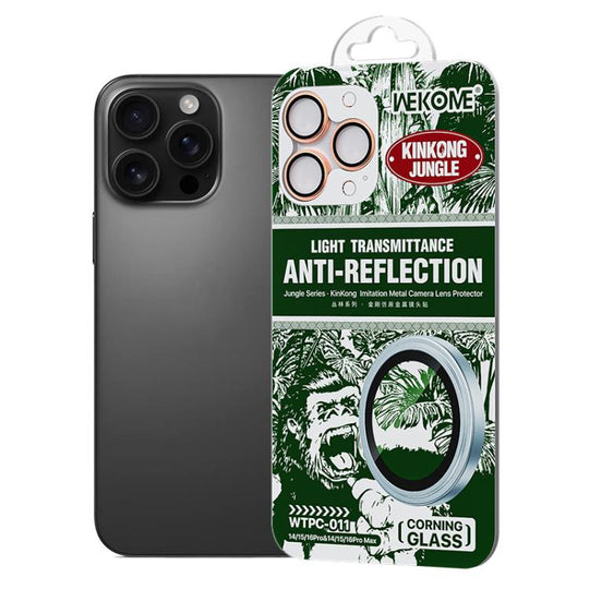 For iPhone 16 Pro / 16 Pro Max WTPC-011 Jungle Series Kinkong Imitation Metal Camera Lens Protector Film(Rose Gold)
