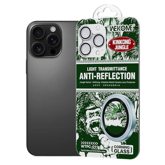 For iPhone 16 Pro / 16 Pro Max WTPC-011 Jungle Series Kinkong Imitation Metal Camera Lens Protector Film(Silver)
