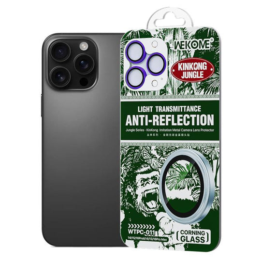 For iPhone 16 Pro / 16 Pro Max WTPC-011 Jungle Series Kinkong Imitation Metal Camera Lens Protector Film(Purple)