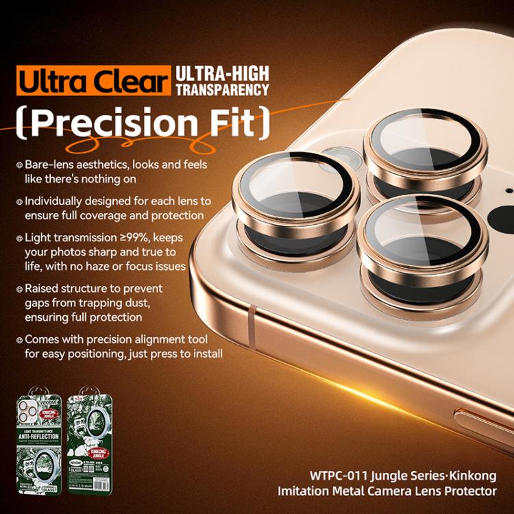 For iPhone 16 Pro / 16 Pro Max WK WTPC-011 Jungle Series Kinkong Imitation Metal Camera Lens Protector Film(Black) - iPhone 16 Pro Max Tempered Glass by WK | Online Shopping UK | buy2fix