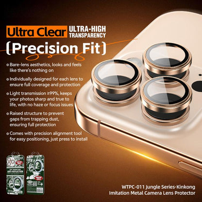 For iPhone 16 Pro / 16 Pro Max WTPC-011 Jungle Series Kinkong Imitation Metal Camera Lens Protector Film(Silver) - iPhone 16 Pro Max Tempered Glass by WK | Online Shopping UK | buy2fix