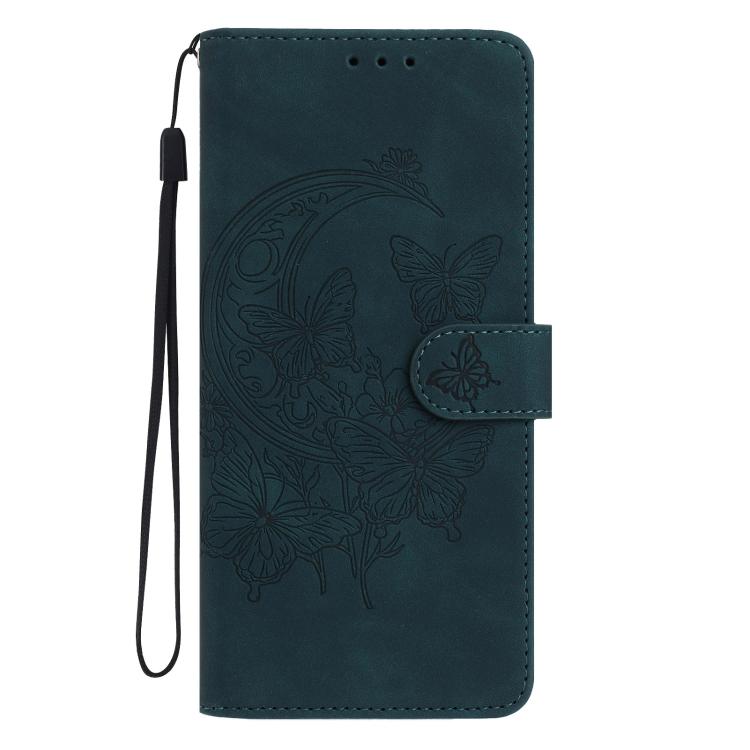 For iPhone Air Moonlit Butterfly Dance Pattern Embossed Leather Phone Case(Green) - iPhone Air Cases by buy2fix | Online Shopping UK | buy2fix