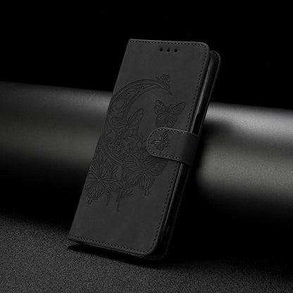 For iPhone Air Moonlit Butterfly Dance Pattern Embossed Leather Phone Case(Black) - iPhone Air Cases by buy2fix | Online Shopping UK | buy2fix