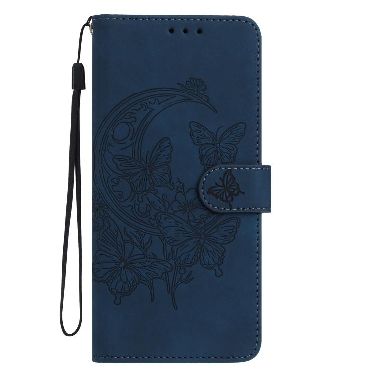 For iPhone Air Moonlit Butterfly Dance Pattern Embossed Leather Phone Case(Navy Blue) - iPhone Air Cases by buy2fix | Online Shopping UK | buy2fix