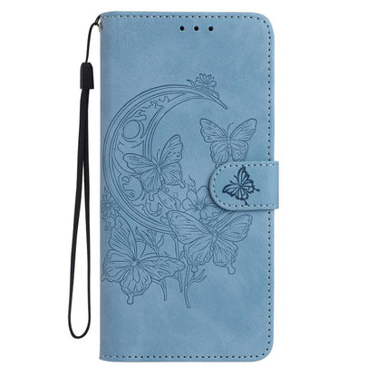 For iPhone Air Moonlit Butterfly Dance Pattern Embossed Leather Phone Case(Blue) - iPhone Air Cases by buy2fix | Online Shopping UK | buy2fix