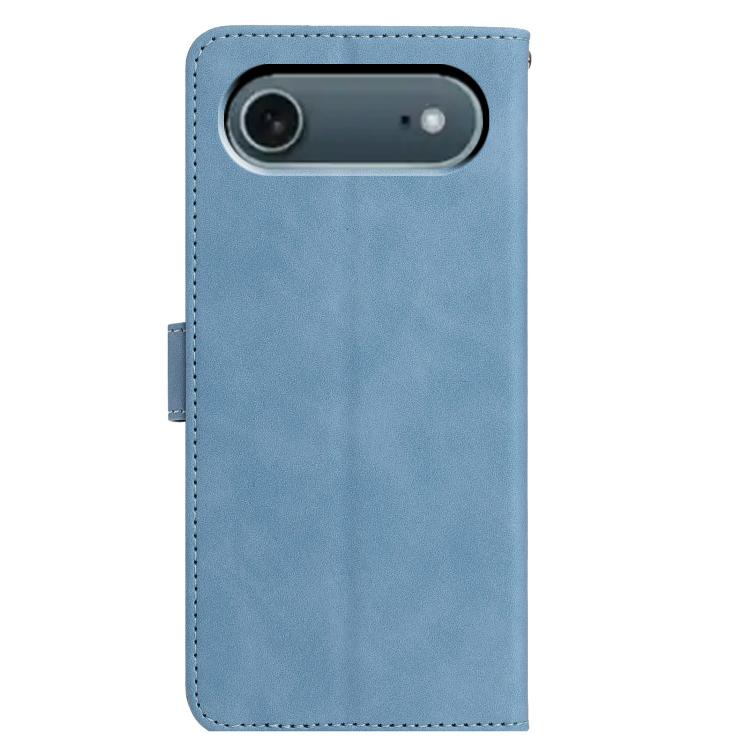 For iPhone Air Moonlit Butterfly Dance Pattern Embossed Leather Phone Case(Blue) - iPhone Air Cases by buy2fix | Online Shopping UK | buy2fix