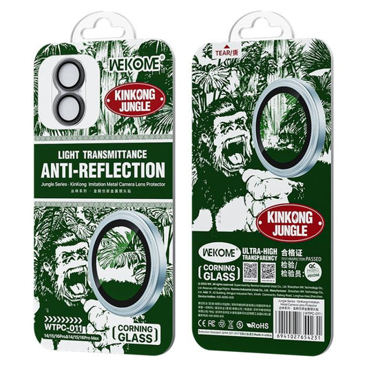 For iPhone 16 / 16 Plus WK WTPC-011 Jungle Series Kinkong Imitation Metal Camera Lens Protector Film(Black) - iPhone 16 Tempered Glass by WK | Online Shopping UK | buy2fix