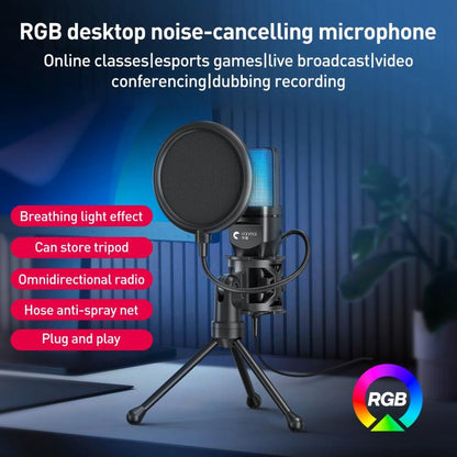 Yanmai SF-777R RGB Light Desktop Noise Reduction Microphone with Anti-spray Net - Microphone by Yanmai | Online Shopping UK | buy2fix