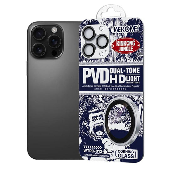 For iPhone 16 Pro / 16 Pro Max WK WTPC-012 Jungle Series Kinkong PVD Dual-color Metal Lens Protector Film(Black)