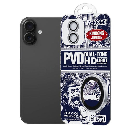 For iPhone 16 / 16 Plus WK WTPC-012 Jungle Series Kinkong PVD Dual-color Metal Lens Protector Film(Silver)