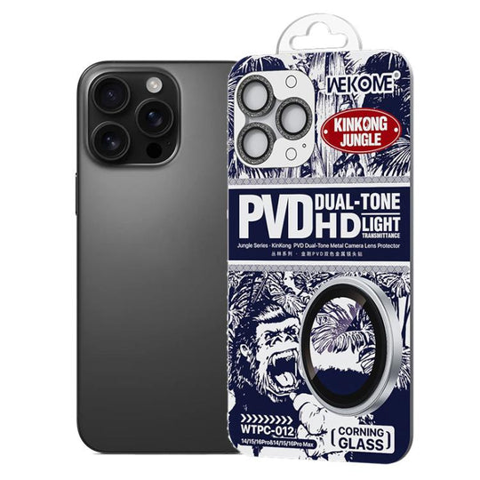 For iPhone 16 Pro / 16 Pro Max WK WTPC-012 Jungle Series Kinkong Sparkling Diamond Metal Lens Protector Film(Black)