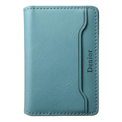 Denior V01 Magsafe Wallet Cowhide Texture Leather Magnetic Card Holder Bag(Blue) - Adhesive Card Holders by Denior | Online Shopping UK | buy2fix
