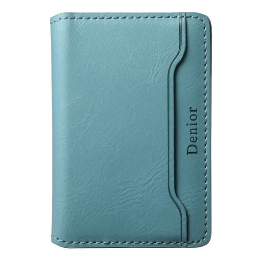 Denior V01 Magsafe Wallet Cowhide Texture Leather Magnetic Card Holder Bag(Blue) - Adhesive Card Holders by Denior | Online Shopping UK | buy2fix