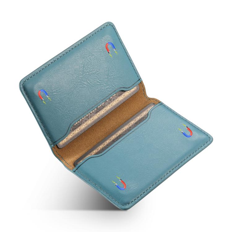 Denior V01 Magsafe Wallet Cowhide Texture Leather Magnetic Card Holder Bag(Blue) - Adhesive Card Holders by Denior | Online Shopping UK | buy2fix