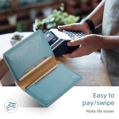 Denior V01 Magsafe Wallet Cowhide Texture Leather Magnetic Card Holder Bag(Blue) - Adhesive Card Holders by Denior | Online Shopping UK | buy2fix