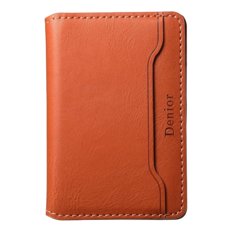 Denior V01 Magsafe Wallet Cowhide Texture Leather Magnetic Card Holder Bag(Brown) - Adhesive Card Holders by Denior | Online Shopping UK | buy2fix