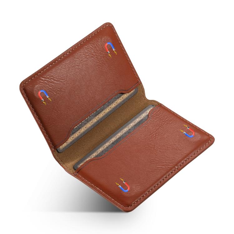 Denior V01 Magsafe Wallet Cowhide Texture Leather Magnetic Card Holder Bag(Brown) - Adhesive Card Holders by Denior | Online Shopping UK | buy2fix