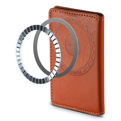 Denior V01 Magsafe Wallet Cowhide Texture Leather Magnetic Card Holder Bag(Brown) - Adhesive Card Holders by Denior | Online Shopping UK | buy2fix