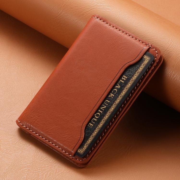 Denior V01 Magsafe Wallet Cowhide Texture Leather Magnetic Card Holder Bag(Brown) - Adhesive Card Holders by Denior | Online Shopping UK | buy2fix