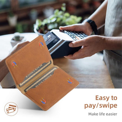 Denior V08 Magsafe Wallet Retro Texture Leather Magnetic Card Holder Bag(Brown) - Adhesive Card Holders by Denior | Online Shopping UK | buy2fix