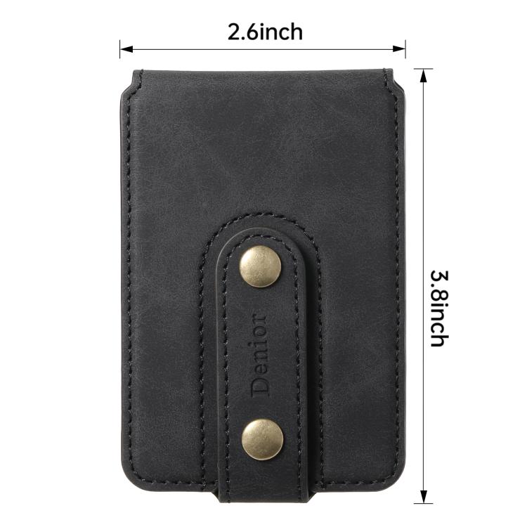 Denior V09 Magsafe Wallet Retro Texture Leather Magnetic Phone Holder Card Bag(Black) - Adhesive Card Holders by Denior | Online Shopping UK | buy2fix