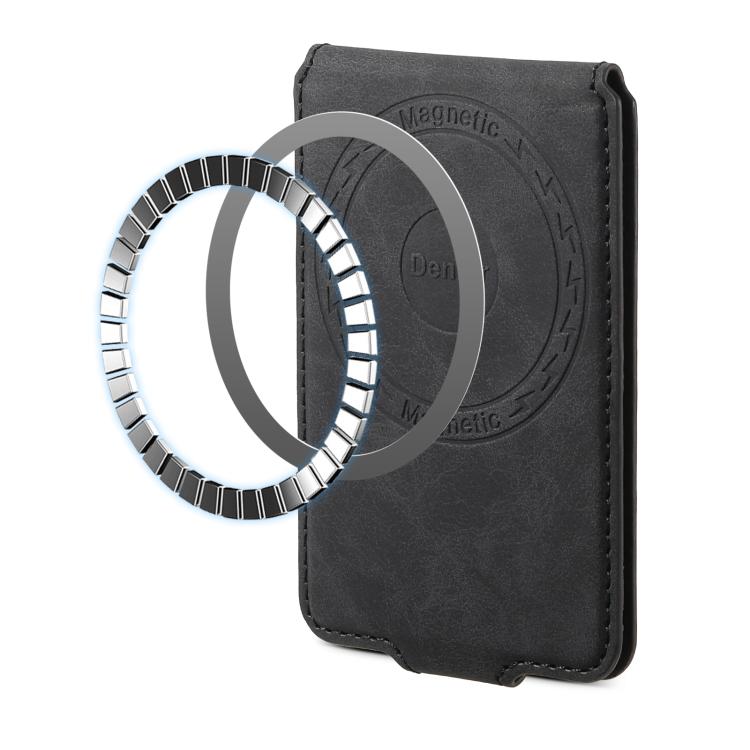Denior V09 Magsafe Wallet Retro Texture Leather Magnetic Phone Holder Card Bag(Black) - Adhesive Card Holders by Denior | Online Shopping UK | buy2fix