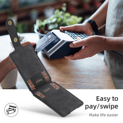 Denior V09 Magsafe Wallet Retro Texture Leather Magnetic Phone Holder Card Bag(Black) - Adhesive Card Holders by Denior | Online Shopping UK | buy2fix