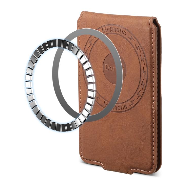 Denior V09 Magsafe Wallet Retro Texture Leather Magnetic Phone Holder Card Bag(Brown) - Adhesive Card Holders by Denior | Online Shopping UK | buy2fix